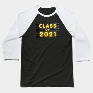 Class of 2021 Neon Sign Yellow Baseball T-Shirt